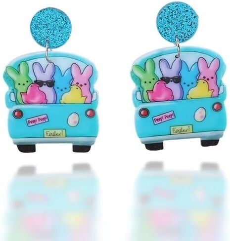 عيد الفصح تتدلى الأقراط الملونة لطيف مضحك الاكريليك الأرنب سيارة استرخى الأقراط الأزياء للنساء الفتيات عطلة مجوهرات هدية in Kuwait