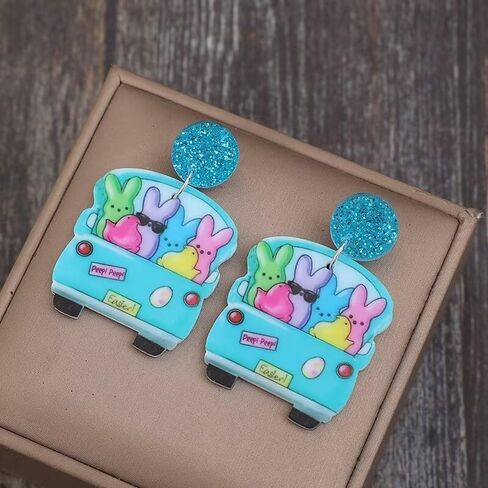 عيد الفصح تتدلى الأقراط الملونة لطيف مضحك الاكريليك الأرنب سيارة استرخى الأقراط الأزياء للنساء الفتيات عطلة مجوهرات هدية in Kuwait