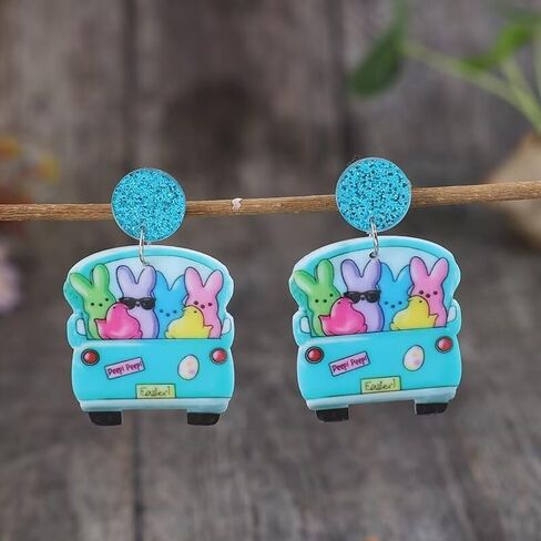 عيد الفصح تتدلى الأقراط الملونة لطيف مضحك الاكريليك الأرنب سيارة استرخى الأقراط الأزياء للنساء الفتيات عطلة مجوهرات هدية in Kuwait