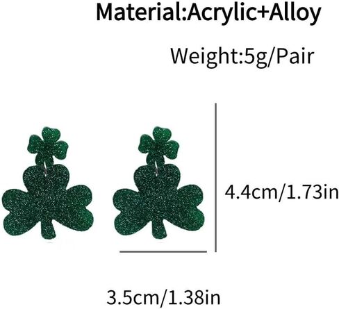 أقراط تشانغ شاين لعيد القديس باتريك الأيرلندية شامروك أخضر البرسيم على شكل قلب وشفاه متدلية أقراط أكريليك محظوظة جيدة تتألق للنساء والفتيات مجوهرات هدية in Kuwait