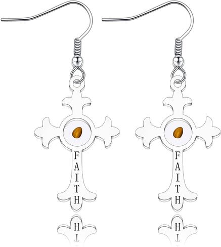 DGHJ الإيمان الصليب قلادة بذور الخردل قلادة القرط هدية المسيحية مجوهرات ملهمة الدينية للنساء الفتيات in Kuwait