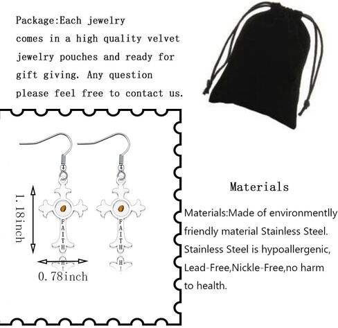DGHJ الإيمان الصليب قلادة بذور الخردل قلادة القرط هدية المسيحية مجوهرات ملهمة الدينية للنساء الفتيات in Kuwait