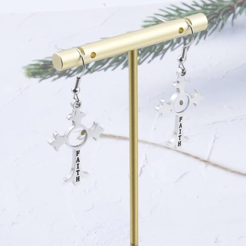 DGHJ الإيمان الصليب قلادة بذور الخردل قلادة القرط هدية المسيحية مجوهرات ملهمة الدينية للنساء الفتيات in Kuwait