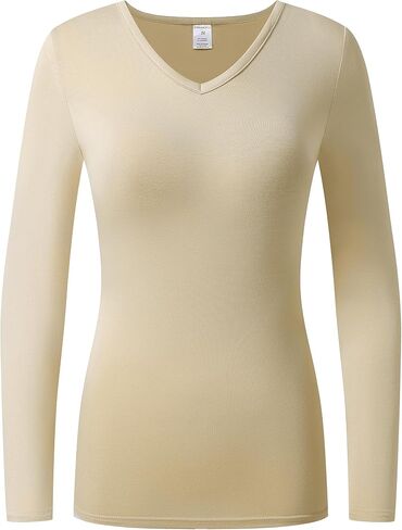 OThread & Co. Women's Long Sleeve T-Shirt Comfy V-Neck Shirts Basic Stretch Layer in Kuwait