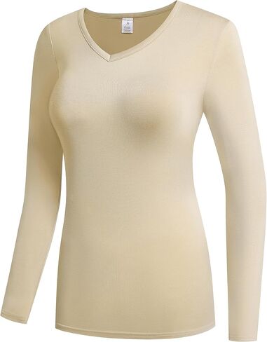 OThread & Co. Women's Long Sleeve T-Shirt Comfy V-Neck Shirts Basic Stretch Layer in Kuwait