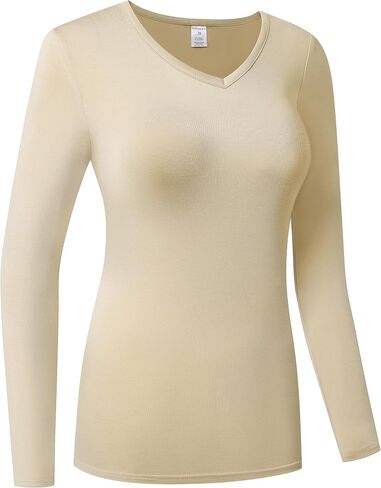 OThread & Co. Women's Long Sleeve T-Shirt Comfy V-Neck Shirts Basic Stretch Layer in Kuwait