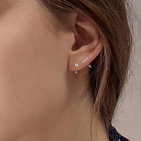 dochais 925 الفضة الاسترليني هوب الأقراط للنساء هوجي نصف الأطواق الأقراط الكرة، بار، نجمة، القمر هوجي هوب الأقراط الصغيرة هيبوالرجينيك الأقراط الصغيرة نصف الأطواق الغضروف ثقب الأقراط in Kuwait