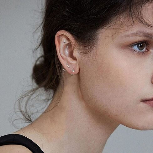 dochais 925 الفضة الاسترليني هوب الأقراط للنساء هوجي نصف الأطواق الأقراط الكرة، بار، نجمة، القمر هوجي هوب الأقراط الصغيرة هيبوالرجينيك الأقراط الصغيرة نصف الأطواق الغضروف ثقب الأقراط in Kuwait