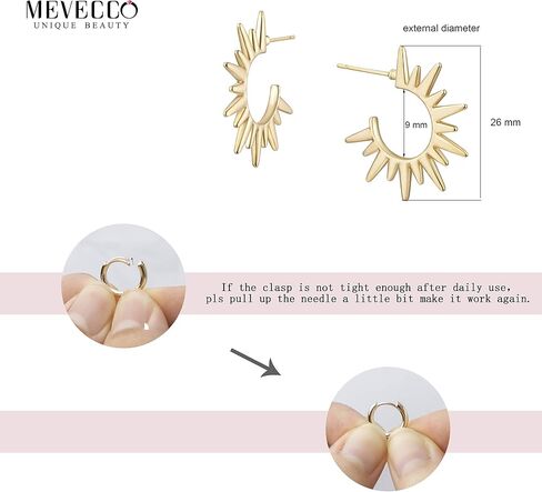 Mevecco Gold Hoop Earrings 18K Gold Plated Chunky Loop Dainty Spike Bead Flat Frill Tassel Horn Thick Infinity Ear Open Hoops Earring Minimalist Circle C Hoop Earrings for Women Lightweight Earrings in Saudi Arabia