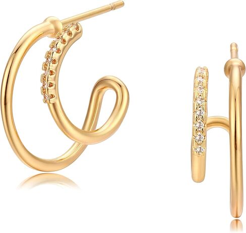 Mevecco Gold Hoop Earrings 18K Gold Plated Chunky Loop Dainty Spike Bead Flat Frill Tassel Horn Thick Infinity Ear Open Hoops Earring Minimalist Circle C Hoop Earrings for Women Lightweight Earrings in Saudi Arabia
