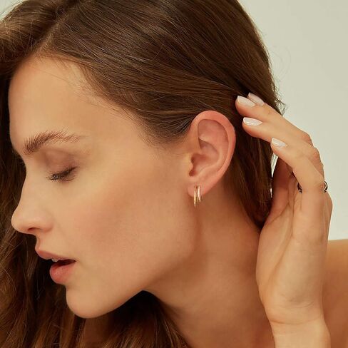 Mevecco Gold Hoop Earrings 18K Gold Plated Chunky Loop Dainty Spike Bead Flat Frill Tassel Horn Thick Infinity Ear Open Hoops Earring Minimalist Circle C Hoop Earrings for Women Lightweight Earrings in Saudi Arabia
