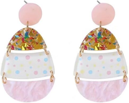 أقراط تشانغ تألق عيد الفصح لطيف ملون بريق البيض حبة عيد الفصح السعيد الاكريليك الأقراط التألق للنساء الفتيات هدايا مجوهرات الأزياء in Kuwait