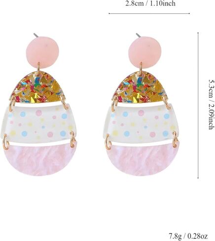 أقراط تشانغ تألق عيد الفصح لطيف ملون بريق البيض حبة عيد الفصح السعيد الاكريليك الأقراط التألق للنساء الفتيات هدايا مجوهرات الأزياء in Kuwait