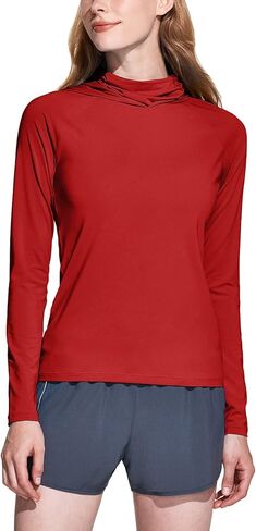 قمصان TSLA النسائية ذات القلنسوة للحماية من أشعة الشمس بعامل حماية من أشعة الشمس 50+ مع قناع للوجه، قميص خفيف الوزن وجاف وأكمام طويلة للشمس في الهواء الطلق in Kuwait