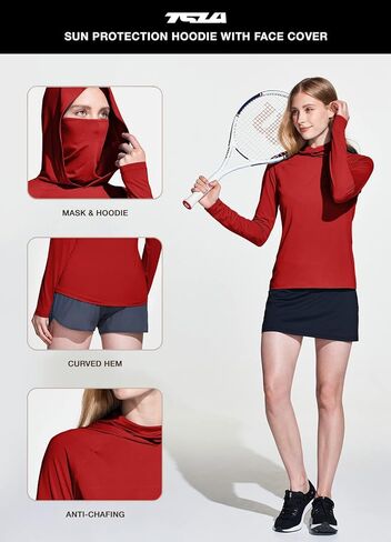 قمصان TSLA النسائية ذات القلنسوة للحماية من أشعة الشمس بعامل حماية من أشعة الشمس 50+ مع قناع للوجه، قميص خفيف الوزن وجاف وأكمام طويلة للشمس في الهواء الطلق in Kuwait