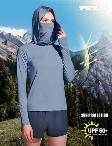 TSLA Women's UPF 50+ Sun Protection Hoodie Shirts with Face Mask, Lightweight Dry Fit Long Sleeve Outdoor Sun Shirt in Saudi Arabia