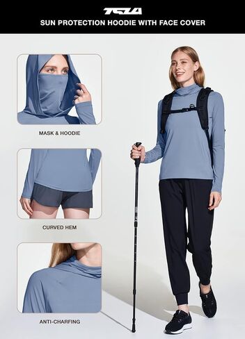 TSLA Women's UPF 50+ Sun Protection Hoodie Shirts with Face Mask, Lightweight Dry Fit Long Sleeve Outdoor Sun Shirt in Saudi Arabia