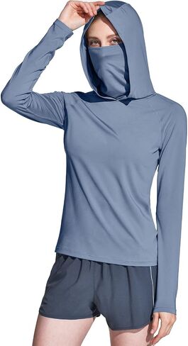 TSLA Women's UPF 50+ Sun Protection Hoodie Shirts with Face Mask, Lightweight Dry Fit Long Sleeve Outdoor Sun Shirt in Saudi Arabia