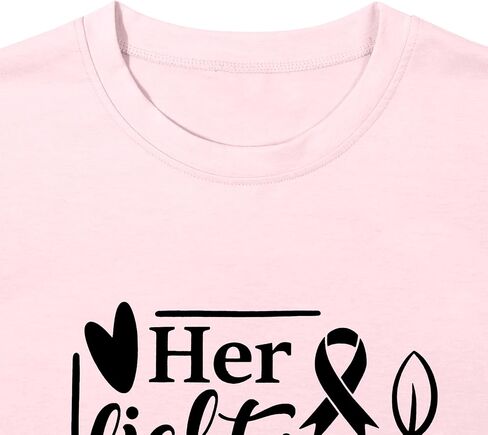 Pink Ribbon Shirts for Women Breast Cancer Awareness T-Shirt Inspirational Breast Cancer Short Sleeve Blouse Tops in Kuwait
