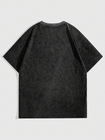 Verdusa Women's Drop Shoulder Letter Print Tee Top Round Neck Oversized Punk Tee Shirt in Saudi Arabia