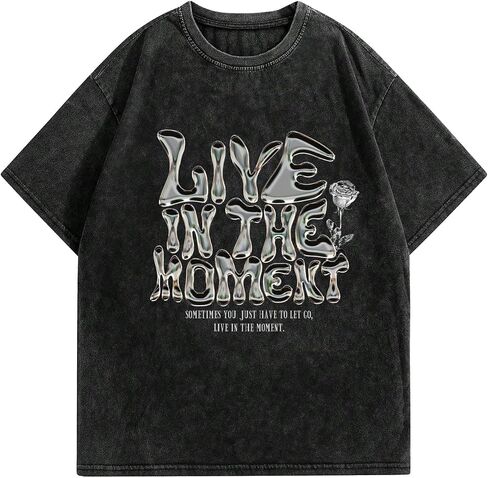 Verdusa Women's Drop Shoulder Letter Print Tee Top Round Neck Oversized Punk Tee Shirt in Saudi Arabia
