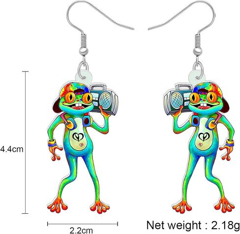 RAIDIN Acrylic Cute Creative Anime Frog Earrings for Women Girls Hypoallergenic Animal Dangle Hook Earrings Jewelry for Gifts Charms in Saudi Arabia