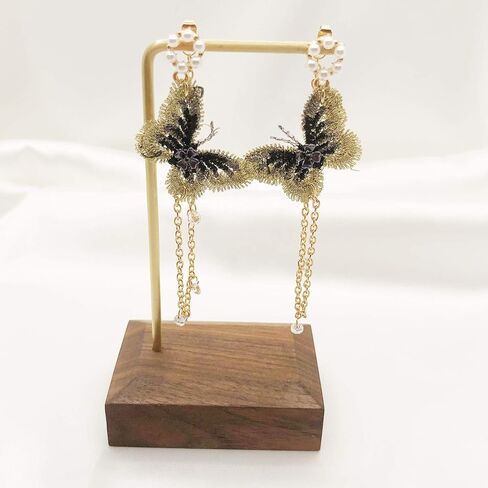 أقراط على شكل فراشة شرابة للنساء والفتيات بإبرة فضية من حجر الراين وزهرة لطيفة كريستال متدلية أقراط متدلية هدايا للسيدات in Saudi Arabia