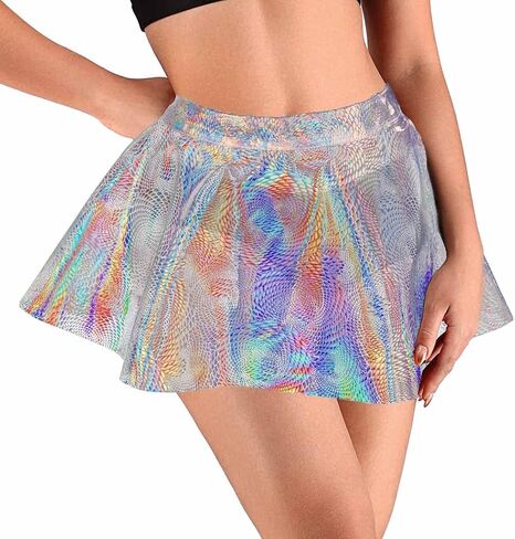 See Through Mini Skirts Sparkly Pleated Skirt Skater Flared High Waist Skirt Sheer Clubwear Novelty Skirt for Women in Saudi Arabia
