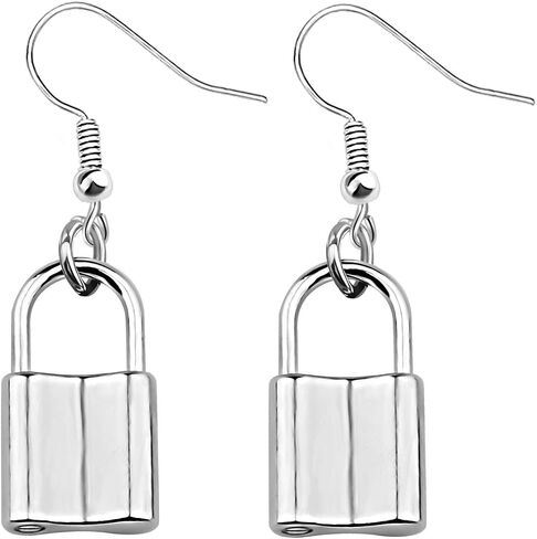 CHOORO Vintage Jewellery Silver Lock Earrings Lock Pendant Earrings Key lock earrings Love Wish Gift for Girlfriend in Saudi Arabia