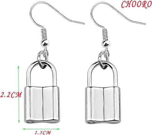 CHOORO Vintage Jewellery Silver Lock Earrings Lock Pendant Earrings Key lock earrings Love Wish Gift for Girlfriend in Saudi Arabia