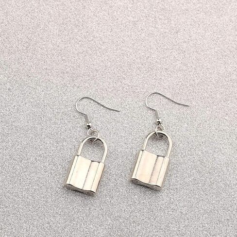 CHOORO Vintage Jewellery Silver Lock Earrings Lock Pendant Earrings Key lock earrings Love Wish Gift for Girlfriend in Saudi Arabia