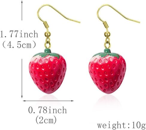 DIYANMMY Cute Creative Super Lifelike Food Dangle Earrings 3D Simulated Red Strawberry Dangle Acrylic Fruit Earrings for Women Girls Teens Jewelry Gifts in Saudi Arabia