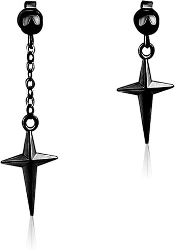 Punk Minimalist Unique Asymmetric Long Stainless Steel chain Cross Dangle Drop Earrings for Women Girls Statement Hypoallergenic Geometry Jewelry Gifts in Saudi Arabia