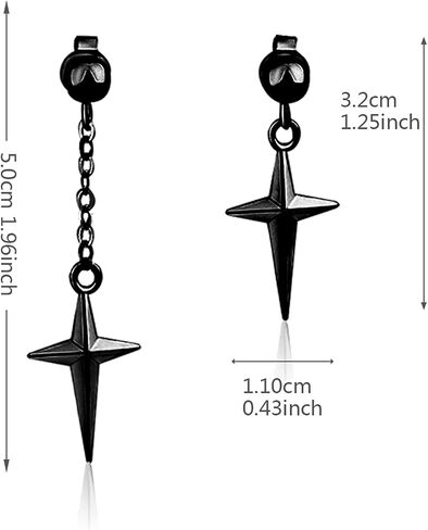 Punk Minimalist Unique Asymmetric Long Stainless Steel chain Cross Dangle Drop Earrings for Women Girls Statement Hypoallergenic Geometry Jewelry Gifts in Saudi Arabia