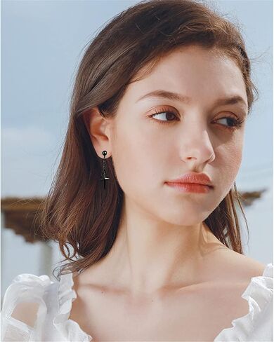 Punk Minimalist Unique Asymmetric Long Stainless Steel chain Cross Dangle Drop Earrings for Women Girls Statement Hypoallergenic Geometry Jewelry Gifts in Saudi Arabia