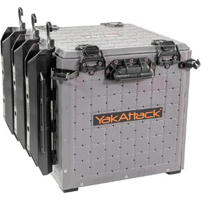 YakAttack BlackPak Pro Kayak Fishing Crate - Includes 3 Attachable Fishing Rod Holders, 13" x 13" - Battleship Grey | Kayak Fishing Accessories