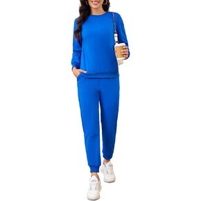 Women's 2 Piece Tracksuit Color Block Fall Outfits 2024 Long Sleeve Sweatshirt Lounge Sets Sweatsuits with Pockets