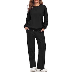 FUPHINE Womens 2 Piece Outfits Baggy Sweatshirt & Pants Loose Fit Lounge Sets Tracksuits Sweatsuit Sets with Pockets
