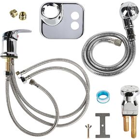 Salon Shampoo Bowl Faucet Vacuum Breaker Kit, Faucets for Shampoo Bowls with Hose and Sprayer Replacement Part, Shampoo Sprayer, Vacuum Breaker, Hair Salon Faucet Sprayer Hose Set
