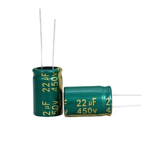 22uf 450V Capacitors 13x20mm ±20% 105C Aluminum Electrolytic Capacitor 22uf 450V (Pack of 6pcs)