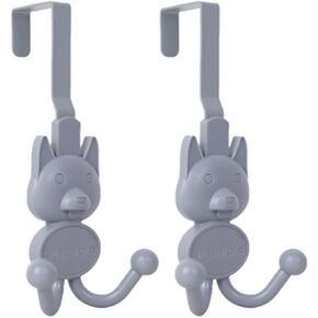 Over Door Hook, Grey Double Hanger Hooks Metal Heavy Duty Organizer Hooks for Living Room, Bathroom, Bedroom, Kitchen, Hanging Clothes, Towels, Hats, Coats
