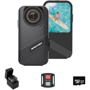 Apexcam K20 Action Camera 4K EIS Sports Camera 66FT Body Waterproof Camera Underwater Mini Action Cam, Touch Screen Helmet Camera WiFi with 64GB Card, 8XZoom, Remote, 2X1350mAh Batteries, Mount Kits