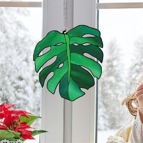 Generic Green leaf Acrylic Window Hanging Decor Leaves Wall Art Mural For Bedroom Office Garden Wall Decoration Indoor Window Decor Gift For Mom Grandma Teacher