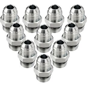 10 Pack Hydraulic Hose Adapter Fittings: 3/8" JIC 37° Male x 3/8" NPT Male Thread, Straight Tube Connectors with Protection Cover