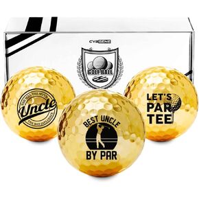 Funny Uncle Gifts Golf Balls Set for Men or Him, Perfect for Uncle, Coworkers, Boss, Golfers, Golf Lovers for Birthday & Father's Day - Gold