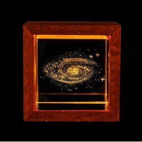 3D Galaxy Crystal Night Light for Kids with Warm White LED Light, Glass Moon Lamp Galaxy Table Lamp as a Birthday Gift for Teens Boys and Girls, Galaxy Model Christmas Gifts Square Crystal