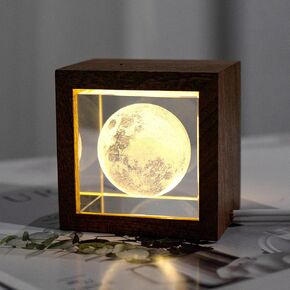 3D Galaxy Crystal Night Light for Kids with Warm White LED Light, Glass Moon Lamp Galaxy Table Lamp as a Birthday Gift for Teens Boys and Girls, Galaxy Model Christmas Gifts Square Crystal