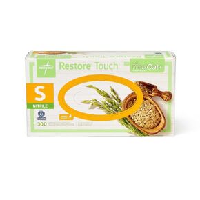 Medlin Restore Touch Powder-Free Nitrile Exam Glove with Oatmeal, Small, Case of 3000