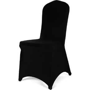 150 PCS White Polyester Spandex Chair Covers - Stretch Slipcovers for Wedding, Party, Dining, Banquet - Flat-Front Chair Covers
