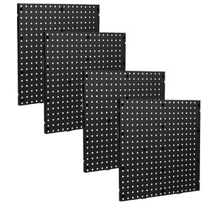 17.75"x17.75" Black Plastic Pegboard Panels, Garage Organization Solutions, Set of 4